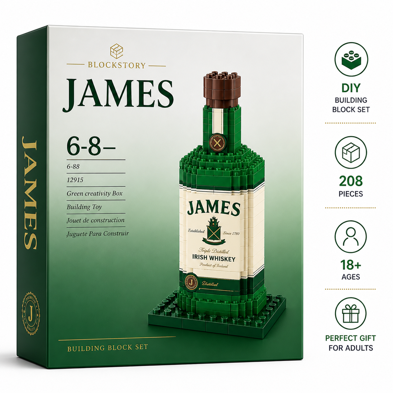 James Irish Whiskey Block Bottle