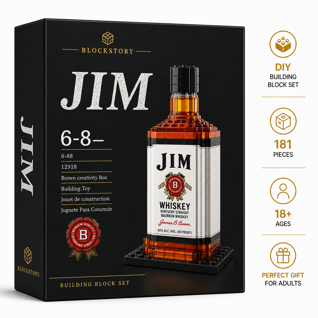 Jim Premium Bourbon Block Bottle